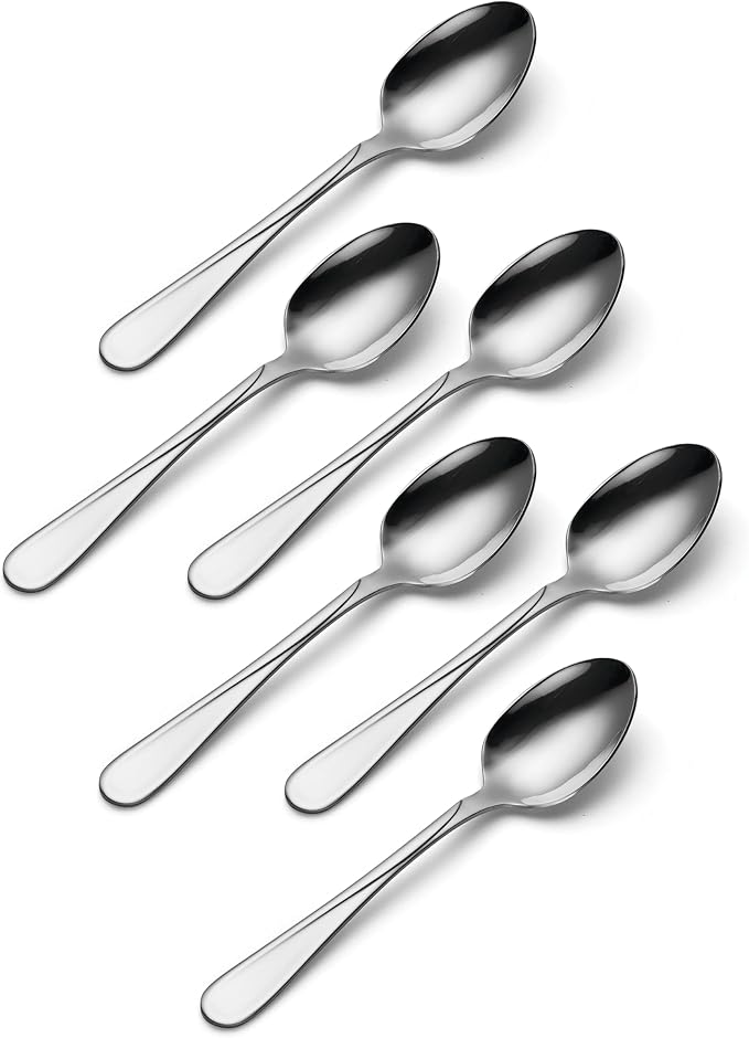 Oneida Silverware Set, Flight Everyday Flatware 6-Piece Teaspoons Set, Service For 6, Mirror Finish 18/0 Stainless Steel, Rust Resistant Dishwasher Safe, Home & Kitchen Utensils (Silver 6 Pieces)
