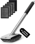 Bristle-Free Steam Grill Brush with 5 Replacement Pads – No Bristle Shedding. Unique Steel Fibers Pads Efficiently Deep Clean All Kinds of Grills. A Safe Outdoor Grill Cleaner. Gift for Men/Dad.