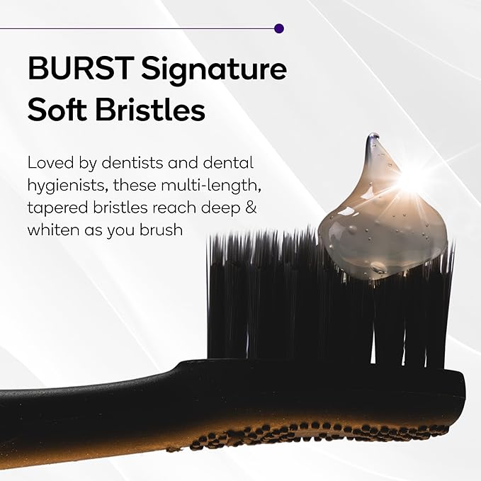 Burst Original Sonic Electric Toothbrush for Adults (Black) | Rechargeable Electric Sonic Toothbrush | Soft Bristle Deep Clean Stain & Plaque Removal | 3 Modes: Teeth Whitening, Sensitive & Massage
