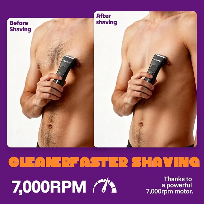 MANSPOT Manscape Groin & Body Hair Trimmer for Men, Electric Pubic Shaver | Replaceable Ceramic Blade, Ball Razors for Men, Manscape Kit with 4 Guards, IPX7 Waterproof, Wet/Dry Use, 90-Minute Shaving