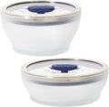 Anyday 4-Pc Microwave Cookware & Glass Food Storage Set, Medium (Blueberry) | Plastic-Free Containers, Stackable Steamer, Vented Lid, Reheating and Steaming Vegetables, Rice
