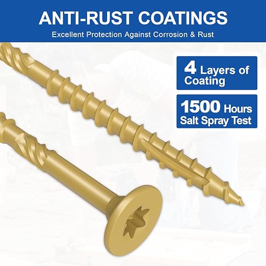 #10 x 3” Deck Screws, 316Pcs Star Drive Wood Screws | Rust Resistant Timber Screws for Timber/Log/Landscaping Wood, T25 Star Bit Included, Yellow