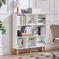 LEYAOYAO 8 Cube Bookshelf, Mid-Century Modern Book Shelf with Legs, White | 3 Tier Bookcase, Rustic Wood Bookshelves Freestanding Large Storage Organizer, Open Shelves for Bedroom, Living Room, Office