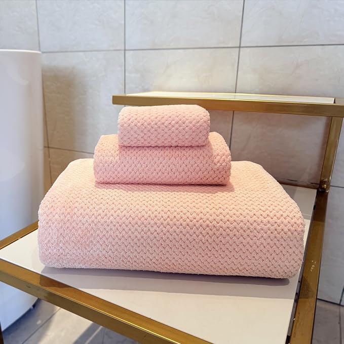 YTYC 39x78 Bath Sheets Set,Towels for Bathroom,Pink,6-Pieces | 2 Extra Large Bath Towels, 2 Hand Towels, 2 Washcloths, Super Soft,Highly absorbent,Hanging Loop,80% Polyester