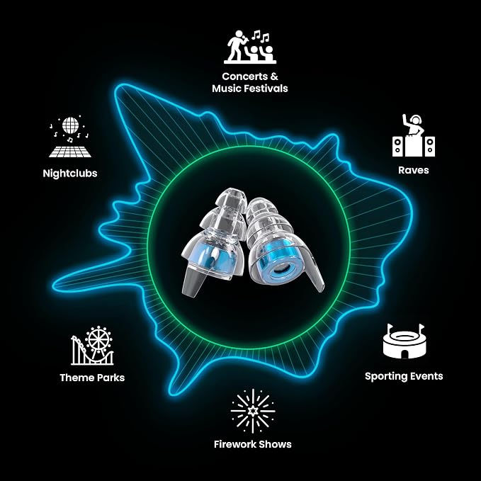 Eargasm High Fidelity Blue Earplugs for Concerts, Festivals, Musicians, DJs, Night-Life, Motorcycle Hearing Protection - Reusable Ear Plugs for High Fidelity Noise Reduction up to 21 dB