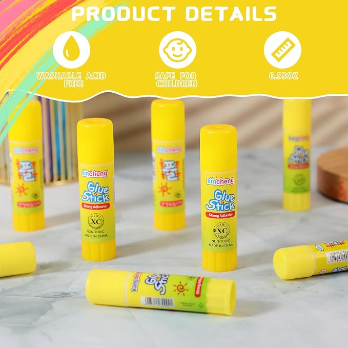 0.53 oz White Glue Stick Washable Glue Stick for Crafts Home School Classroom Students Teachers Employees Scrapbooking Crafting Supplies (100 Pcs)