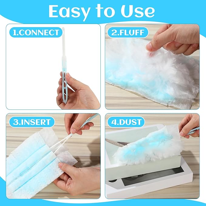 Mimorou 300 Pcs Disposable Dusters Refills Bulk Heavy Duty 180° Multi Surface Replacement Dusters for Cleaning Ceiling Fan with Microfibers Unscented (Light Colors)