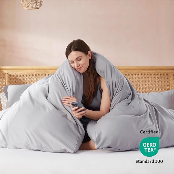 Nestl Grey Lavender Duvet Cover King Size - Soft Double Brushed King Duvet Cover Set, 3 Piece, with Button Closure, 1 Duvet Cover 104x90 inches and 2 Pillow Shams