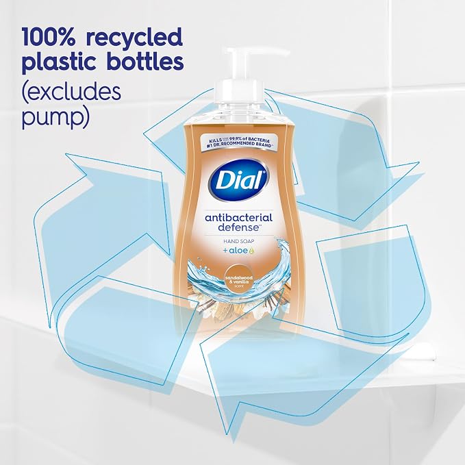 Dial Antibacterial Defense Liquid Hand Soap + Aloe, Sandalwood & Vanilla Scent, 11 Fl Oz (Pack of 12), Dermatologist-Tested Hand Wash, Gentle Formula