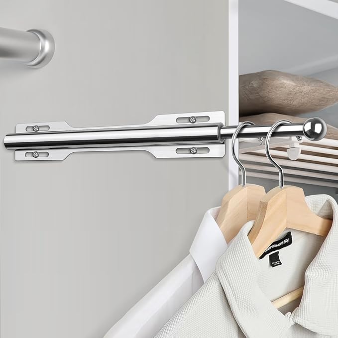 12" Valet Rod for Closet Pull Out (1 Pack, Chrome)