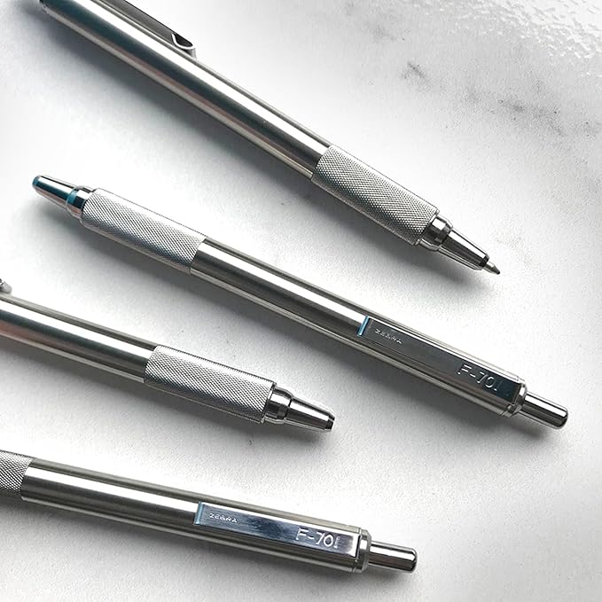 Zebra Pen F-701 Ballpoint Black Ink Fine Point 0.8mm Pen, Heavy Duty, Durable Stainless Steel Barrel, Knurled Grip, Silent Retractable Plunger, Ideal for Tactical Use, 1-Pack (29411)