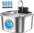 Voluas Stainless Steel Cat Water Fountain, Wireless, 108oz/3.2L, 4 Filter | Cordless Design, Ultra-Quiet Pump, Easy to Clean, BPA-Free