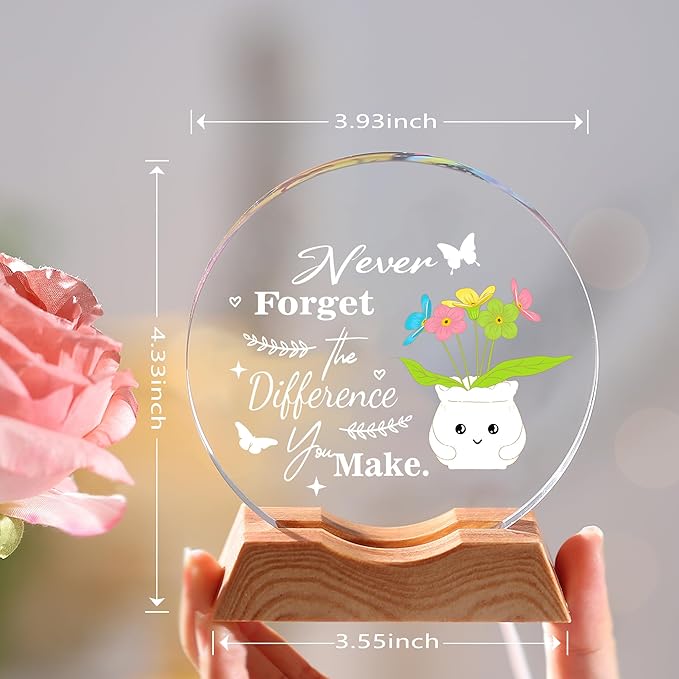 ZHSHWAT Crystal Night Light Plaque with Inspirational Quote- LED Illuminated Decorative Award for Encouragement, Appreciation, Ideal Gift for Coworkers, Friends, Teachers