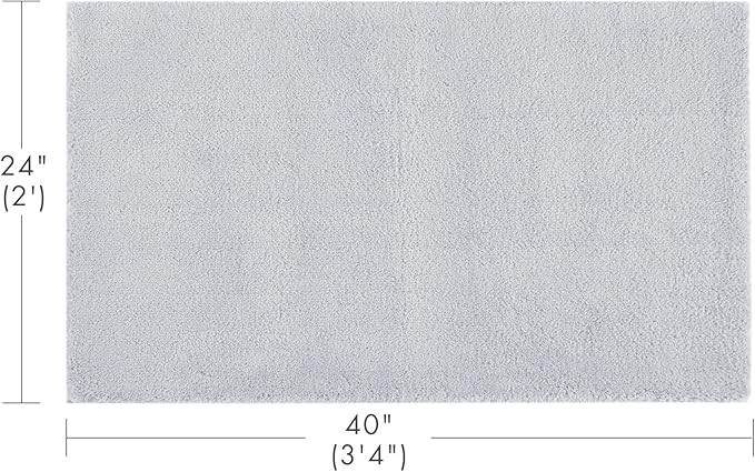 Madison Park Marshmallow Bathroom Rug Non Slip, Luxrurious Plush Bath Mat, Absorbent, Quick Dry, Spa Design Bath Room Décor, 24x40, Silver