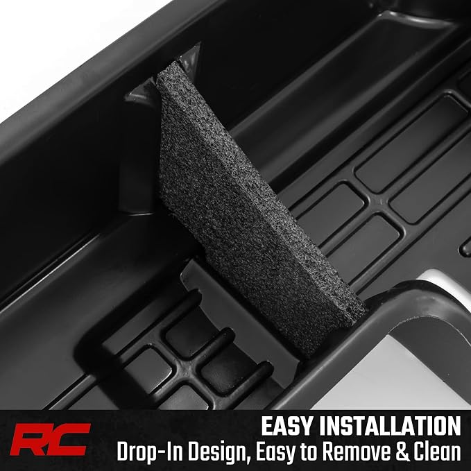 Rough Country Under Seat Storage for Chevy Silverado & GMC Sierra 1500/2500HD/3500HD Double Cab (2019-2026) - Custom Rear Under Seat Organizer Tray Without Lid