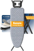 Kitsure Folding Ironing Board - Height Adjustable Iron Board in Full Size, Wobble-Free & Heavy-Duty Ironing Board with Cover and Pad for Heat Resistance, Grey, 43" L x 13" W x 35.8" H