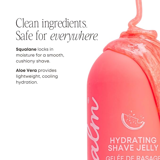 Bushbalm Hydrating Shave Jelly – Premium Soothing Shaving Gel for Women - Squalane and Aloe Vera, Helps With Post Shave Redness – 200ml Watermelon Sugar