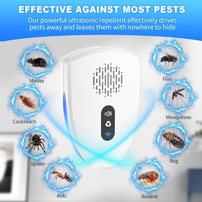 2026 Upgraded Ultrasonic Pest Control Repeller, Mouse Repellent Indoor for Spider Roach Bug Ant Mosquito Rat Mice Insect Deterrent, Mouse Rodent Repellent Ultrasonic Plug in, 3 Mode Switching, 10 PACK
