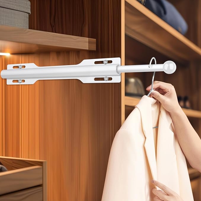 12" Valet Rod for Closet Pull Out (2 Pack, White)