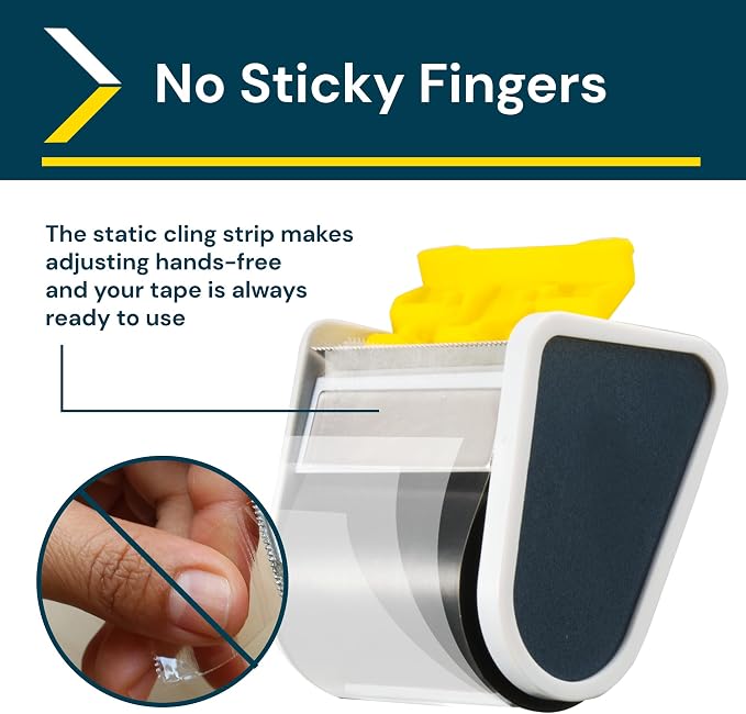 Excell EC-206 Safeguard Packing Tape Dispenser, 2" Wide, 3" Core, 2 Pack | Retractable Blade Cover for Safety, one-Hand use. Ideal for Shipping and Carton Sealing - Includes Tape Roll