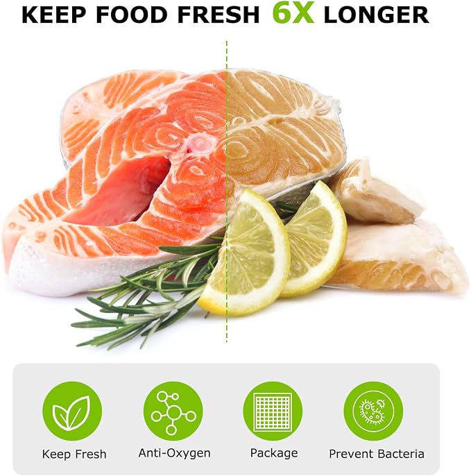 Bonsenkitchen Precut Vacuum Bags 120 Quart 8" x 12" | BPA Free, Textured Food Sealer Bag, Thick Embossed, Sous Vide Cooking Bags for Storage