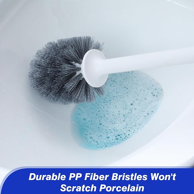 Patelai 6 Pack 18.12 Inch Toilet Bowl Brush and Holder for Bathroom Toilet Bowl Brush Scrubber with Caddy Set for Deep Cleaning (White)