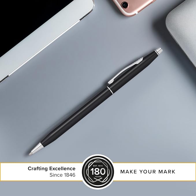 Cross Classic Century Black Lacquer Ballpoint Pen - Refillable Pen for Effortless Writing - Black Ink - Durable Construction - Premier Distinctive Look - Gift-Ready