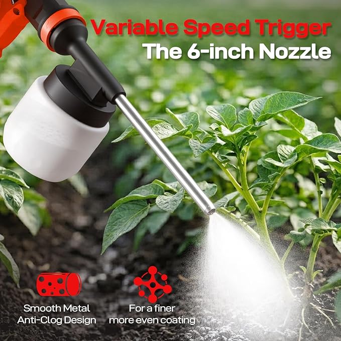 Electric Diatomaceous Earth Duster Compatible for Milwaukee 18V Battery, Garden Dust Applicator with 800mL Capacity｜Variable Speed, 2 in 1 Diatomaceous Earth Spray & Vacuum Cleaner (NO Battery)