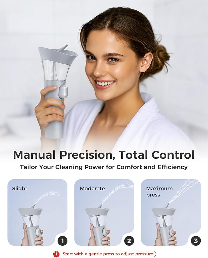 KAUGIC Ear Cleaner. Manual Wax Removal Kit, One-Hand Flushing, Gray | Gentle Ear Irrigation Tool, Effortless Hand-Controlled Flow, Soft Silicone Tips, Comfortable Ergonomic Grip