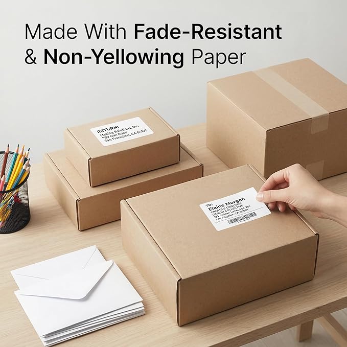 2 1/3" X 3 3/8" Matte White Printable Labels (100 Sheets, 800 Stickers) Name Tag Stickers, Address and Shipping Labels for Laser & Inkjet Printers - Spartan Industrial Template R013
