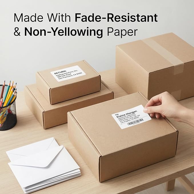 2 1/3" X 3 3/8" Matte White Printable Labels (500 Sheets, 4000 Stickers) Name Tag Stickers, Address and Shipping Labels for Laser & Inkjet Printers - Spartan Industrial Template R013
