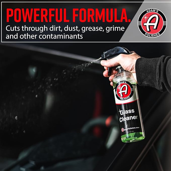 Adam's Polishes Glass Cleaner - Steak Free Car Wash Window Cleaner, All-Natural Streak Free Formula For Car Cleaning, Safe On Tinted & Non-Tinted Glass, Won't Strip Car Wax or Coating