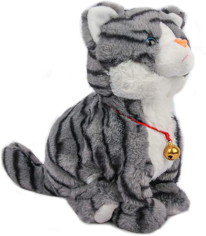 Smalody Interactive Plush Toys, Novelty Sound Control Electronic Cat Electronic Pets Robot Cat Gift for Children (Gray)