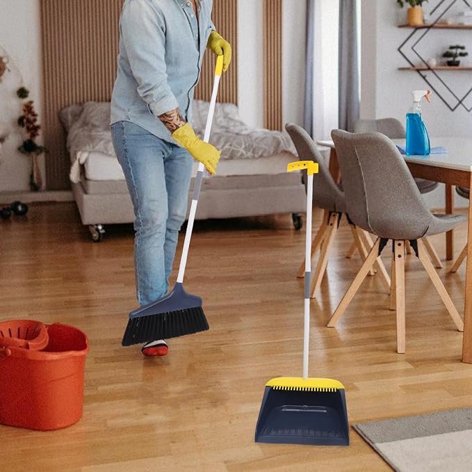 1set Broom and Dustpan Home Cleaning Soft Bristle Sweeping Tool Kit for Floors and Indoor Use Compact and Easy to Store for Keeping Your Space Tidy