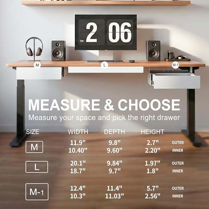 Under Desk Drawer,20.1 inch Carbon Steel Slide-Out Under Table Storage Organizer With Full Extension Ball-Bearing Slides,Undermount Drawer For Standing Desk & Home Office,White