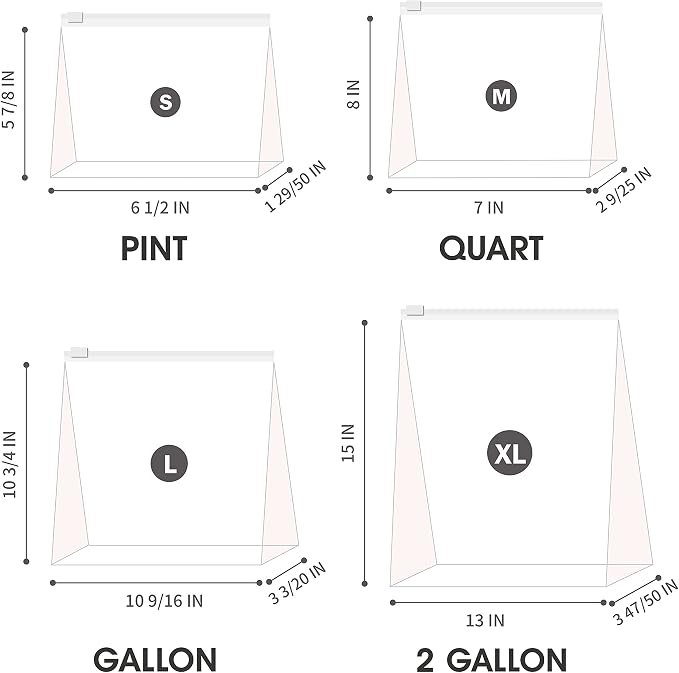 Gallon Slider Storage Bags- 400 Count, Expandable Bottom, Zero BPA, Microwave Safe with Write-On Space, 16 Boxes of 25