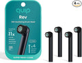 quip Rev Oscillating Electric Toothbrush Heads - 4 Pack - Verified quip Brush Head Refills for Oscillating Toothbrushes - Soft Bristles, Dual-Length, Compact - Last 3 Months Each - Black