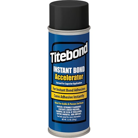 Titebond Instant Bond Accelerator Spray 5.5 Oz. (12 Pack) – Curing Agent for CA Glue, Improves Bonding on Porous Wood & Large Gaps, Safe on Finishes & Plastics – 6319