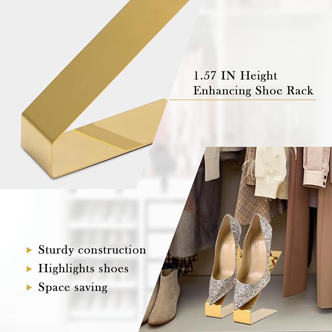 4-Pack Shoe Display Stand,High Heels Sandal Display Stand Gold | Stainless steel Material, Mirror-Polished for Retail Store Vendors Merchandise shoe rack
