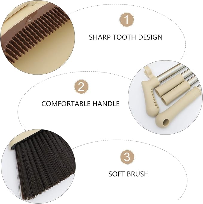 Wakauto 1set Broom and Dustpan Kit Cleaning Tool for Hair Removal for Indoor and Outdoor Use Fits Tight Spaces