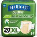 FitRight Extra+ Adult Diapers, Disposable Incontinence Briefs, Leak-Proof Diaper, Absorbent Briefs For Men and Women, Maximum Protection, X-Large, 56 – 64 in, 20 briefs per bag