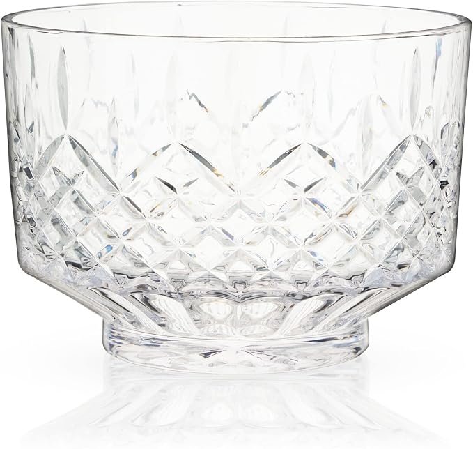 Viski Admiral Crystal Punch Bowl - Vintage Style Glass Punch Bowl for Parties - Serveware for Cocktails, Dishwasher Safe 2.5 Gallons 320oz Set of 1.