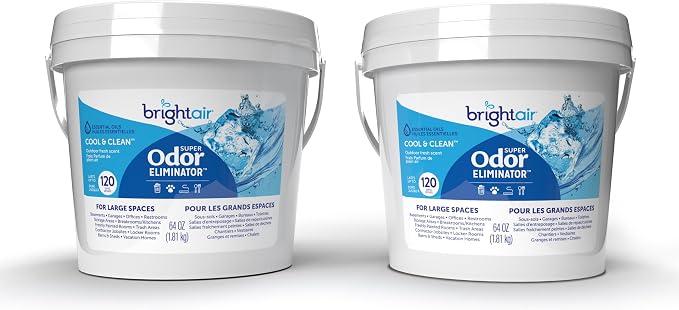 Bright Air 64 oz. Super Odor Eliminator, For Large Spaces, Cool & Clean, Case of 2, Odor Eliminator & Air Freshener, Natural Essential Oils, Lasts Up to 120 Days Each