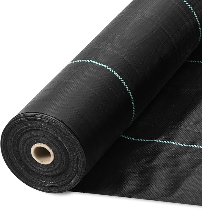 VEVOR 6ft x 300ft Weed Barrier Fabric, 3oz Landscape Fabric Heavy Duty | Woven Geotextile Fabric, Landscaping Fabric, Ground Cover, Gardening Mat, Driveway Fabric, Garden Weed Control Fabric, Black