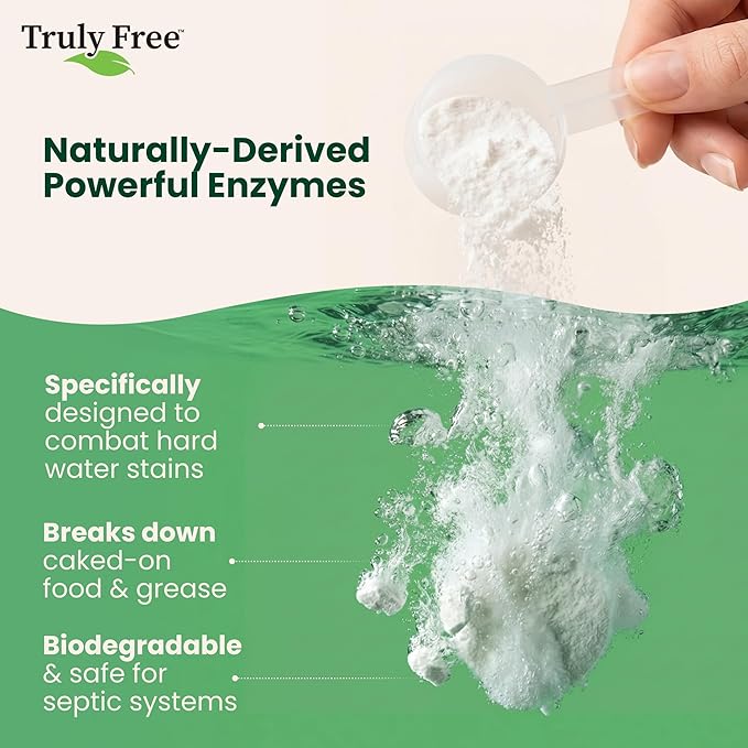 Truly Free Dishwasher Detergent Powder | Natural Dish Detergent, Dishwasher Soap | Plastic Free, Plant-Based, Clean, Heavy Duty Hard Water Stain & Grease Remover | Fragrance Free | 12.5 oz (Pack of 2)