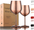 UNISWEET Unbreakable Stainless Steel Wine Glasses Set of 2, Red Copper | 17oz Unique Fancy Metal Wine Goblets, Shatterproof, Ideal for Outdoor, Camping, Travel, Pool, Great Gift for Wine Lovers
