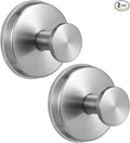 Large 15lb Suction Cup Hooks for Shower, No-Drill Bathroom Towel Hooks for Robes, Loofah, Removable Mountable on Glass, Tile, Mirrors, Smooth Non-Porous Surfaces (2, Brushed Nickel)