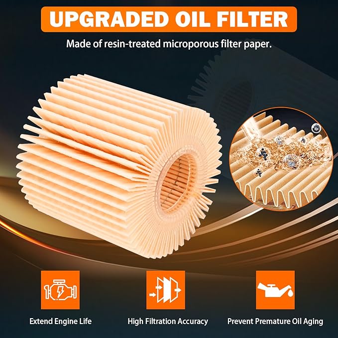 15620-31060 Oil Filter Housing Cap Assembly Kit for Toyota Rav4 Tundra 4Runner Camry Highlander Tacoma Lexus RX350 Aluminum Oil Filter with Wrench Drain Plug Replace 1562031060 15643-31050 04152-YZZA1