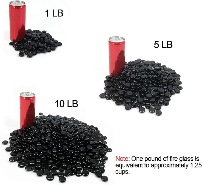 19 lbs Fire Pit Glass Beads,1/2 Inch Onyx Black Fire Glass Rocks | Reflective,For Natural or Propane Fire Pit, Landscaping Rocks Stones,for vases&crafts,Tempered,Glass Pebbles