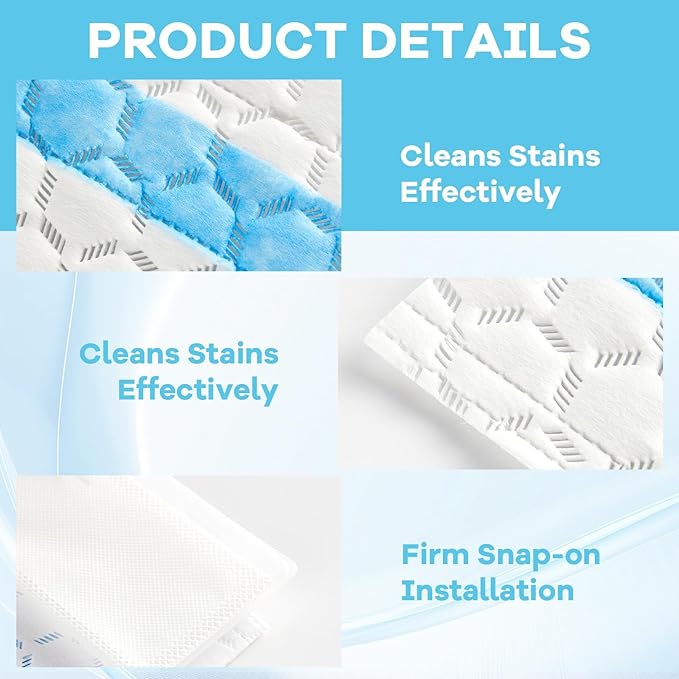 50 Pcs Disposable Mop Replacement Pads, Heavy Duty Cleaner Pad Refill Compatible with VM252 VM251 VM200 VM190 VC205 QM250 Models, Essential Household Vacuum Mops Replacement Accessories